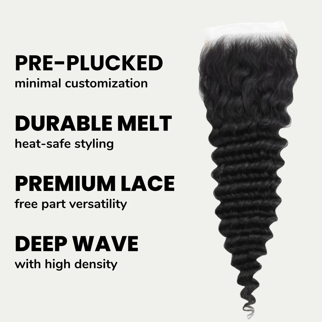 Deep Wave 5x5 HD Lace Human Hair Closure Private Label