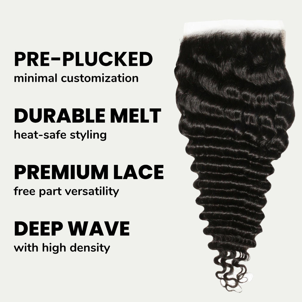 Deep Wave 7x7 HD Lace Human Hair Closure Private Label