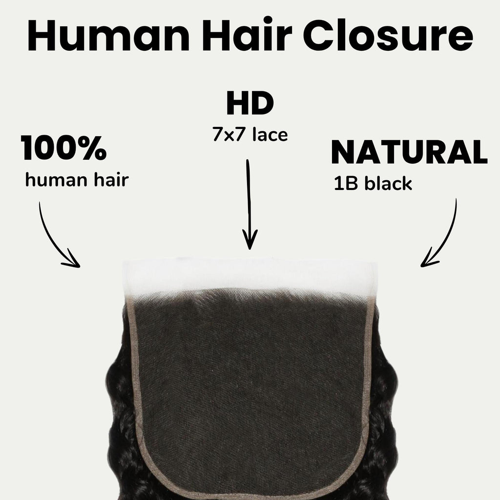 Deep Wave 7x7 HD Lace Human Hair Closure Private Label