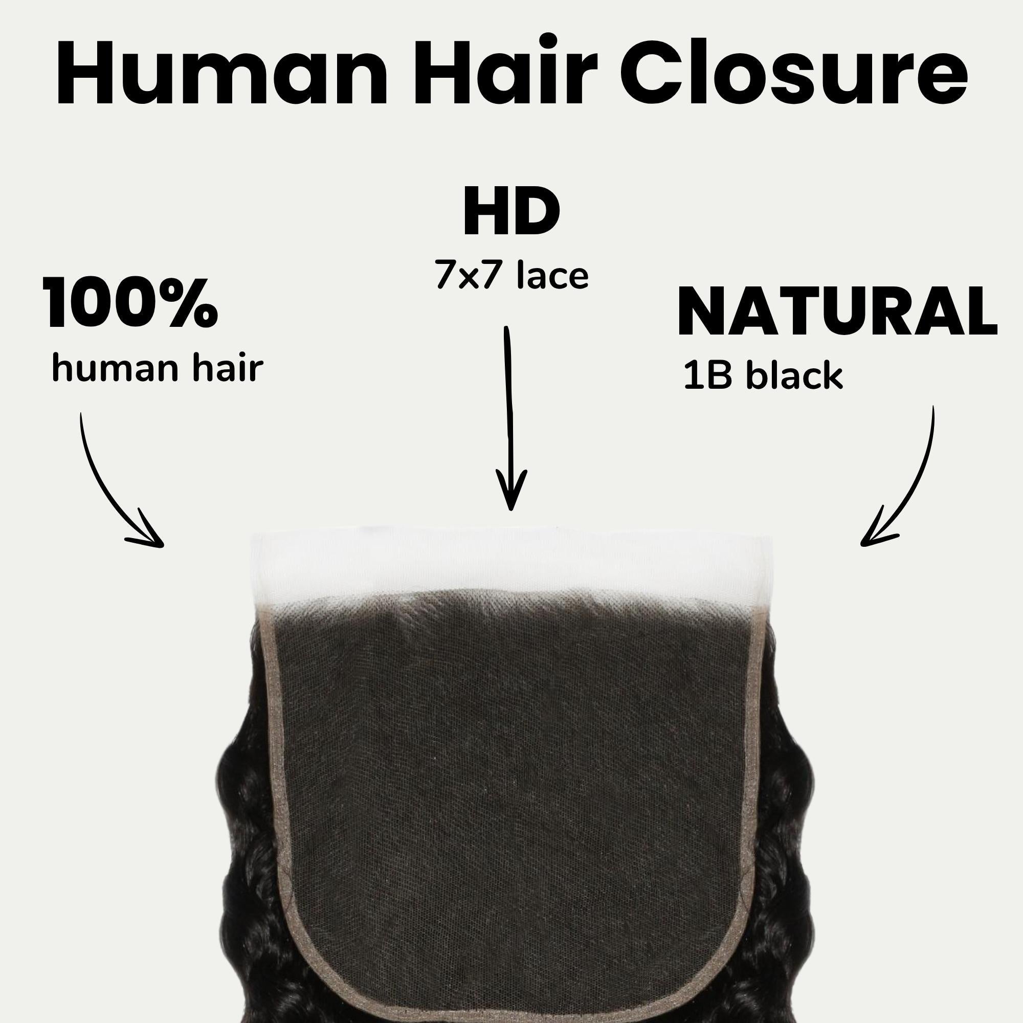 Deep Wave 7x7 HD Lace Human Hair Closure Private Label