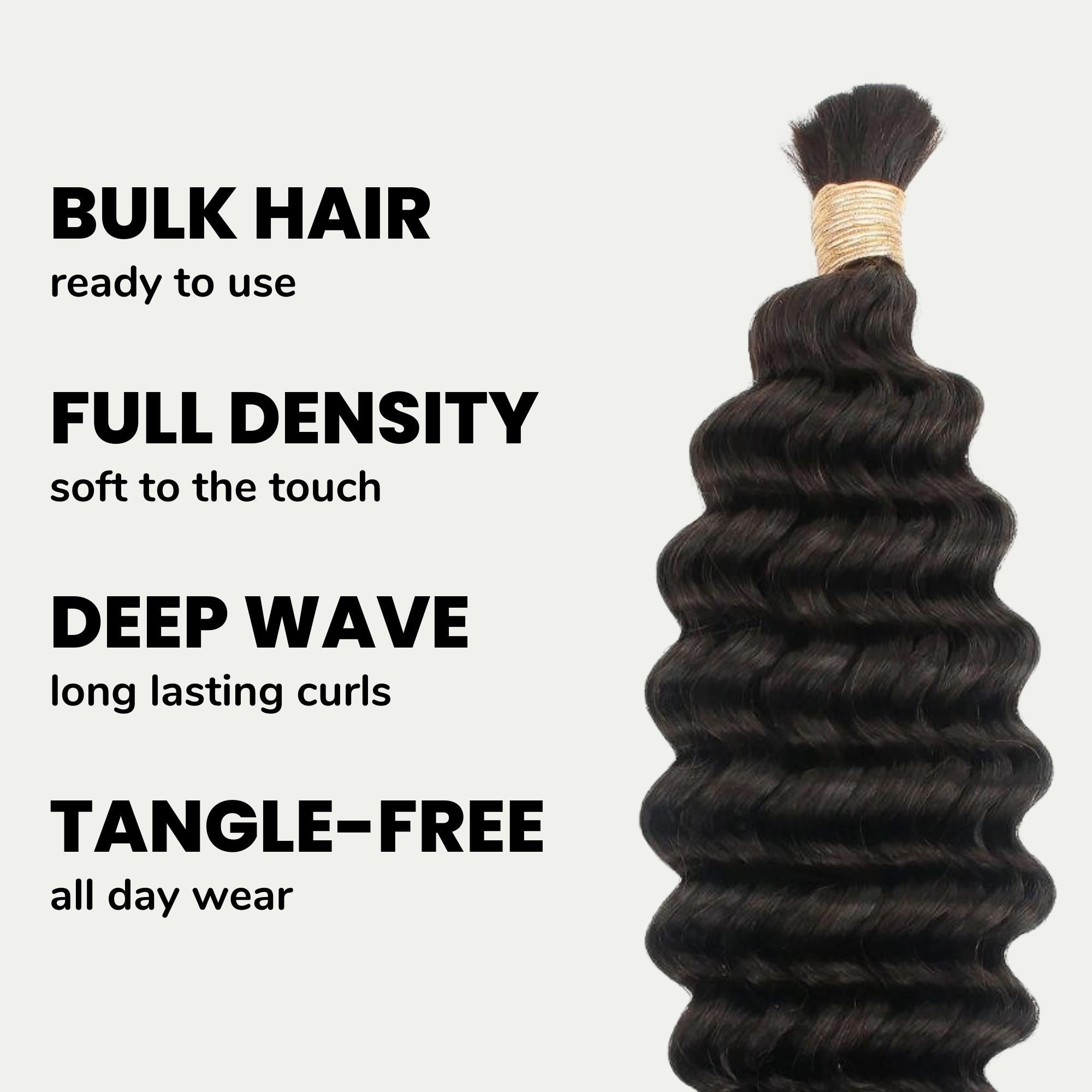 Deep Wave Bulk 100% Human Braiding Hair Private Label