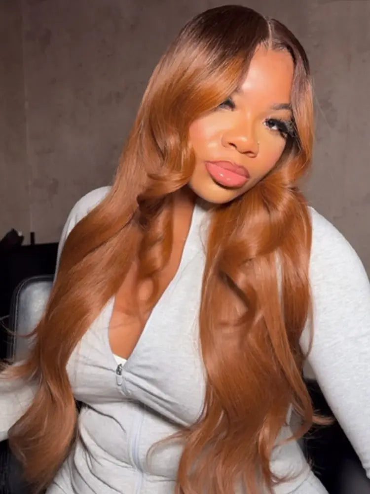 THE EMBER- WIG Honeyed Bliss Color Straight Hair 13x6 Lace Frontal Human Hair Wig with Lagos Meltra™ Hairline The Hair Plug