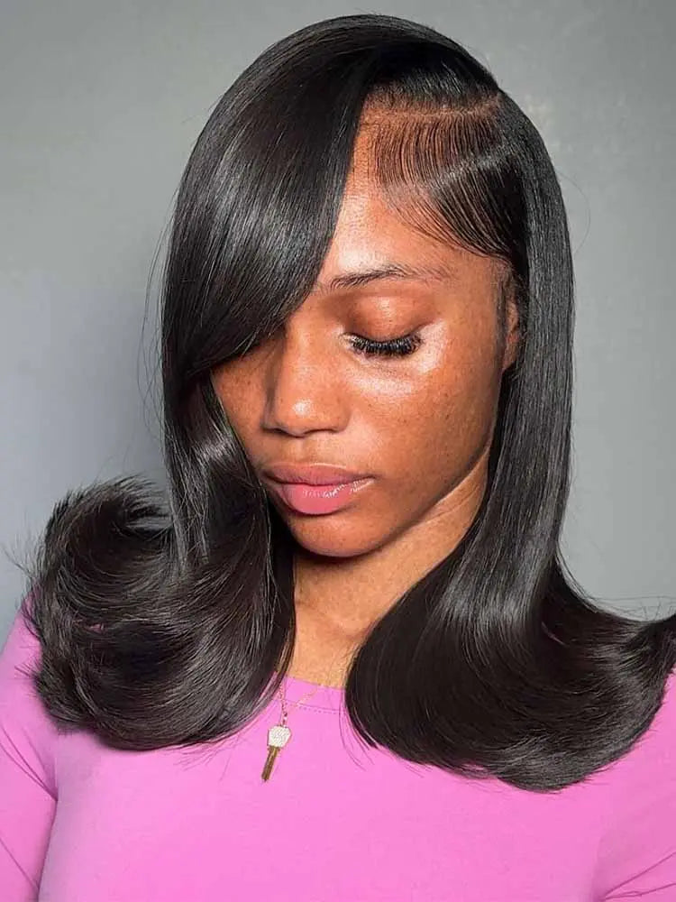 HPG The Flirt Bob | Flip-End Wavy Human Hair 13×4 Lace Front Wig The Hair Plug