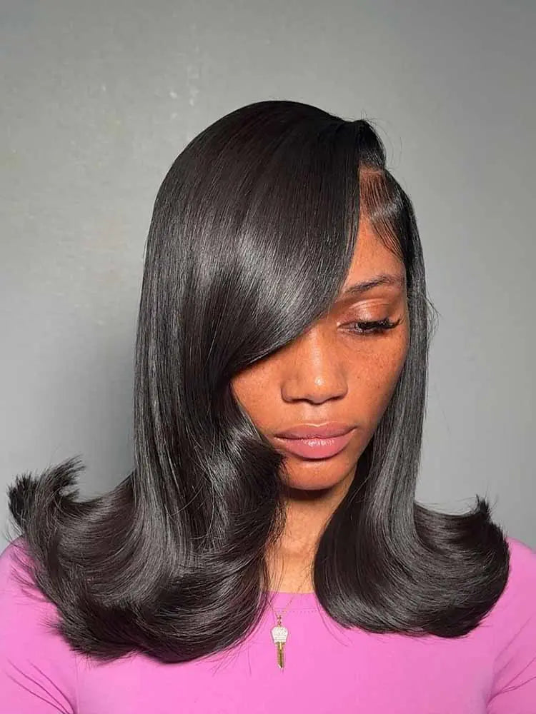 HPG The Flirt Bob | Flip-End Wavy Human Hair 13×4 Lace Front Wig The Hair Plug