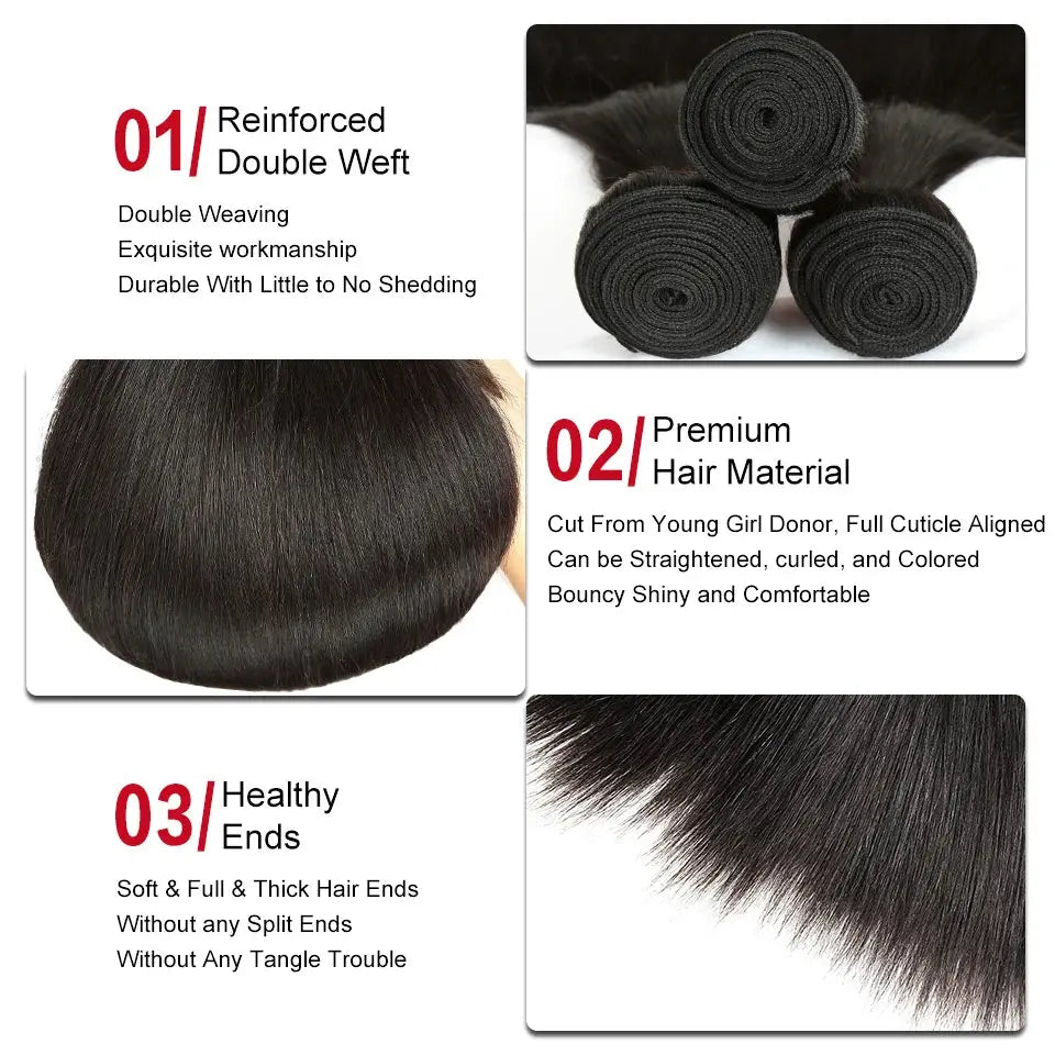 Sleek Peruvian Straight Hair Bundles Remy Hair Weave 8 To 30 Inches Extension100% Real Natural Human Hair Can Buy 3 Or 4 Bundles Sleek Colorful Hair Store