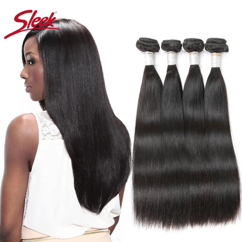 Sleek Peruvian Straight Hair Bundles Remy Hair Weave 8 To 30 Inches Extension100% Real Natural Human Hair Can Buy 3 Or 4 Bundles Sleek Colorful Hair Store