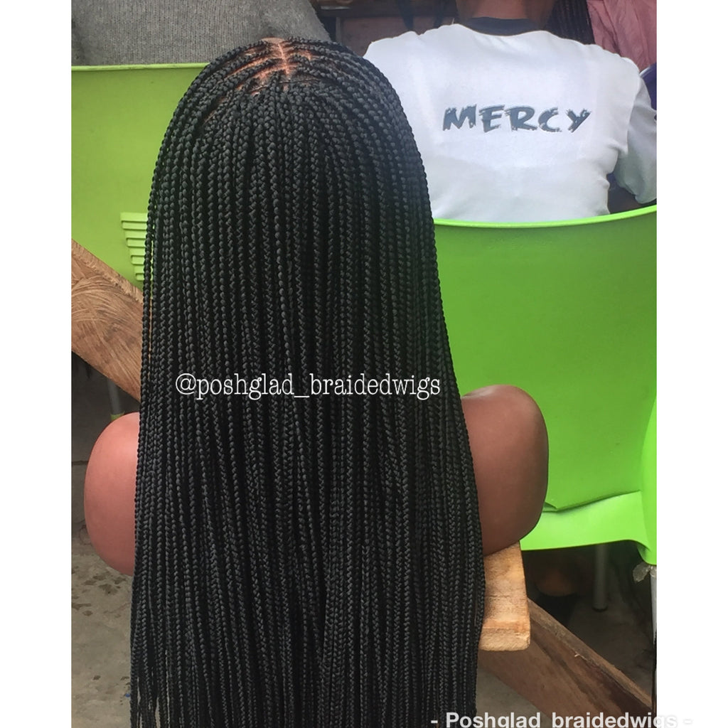 Knotless Braid Wig, 13x4 Lace Frontal, Color 1B, Glueless (Sade)