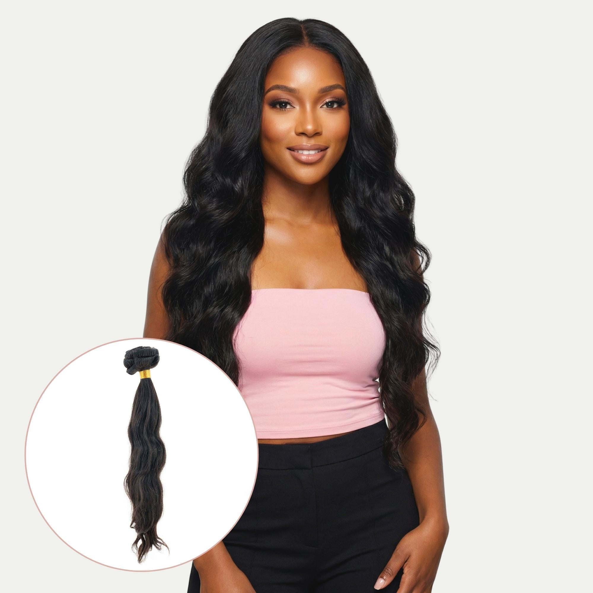Indian Wavy Natural Black Clip-In 100% Human Hair Extensions Private Label