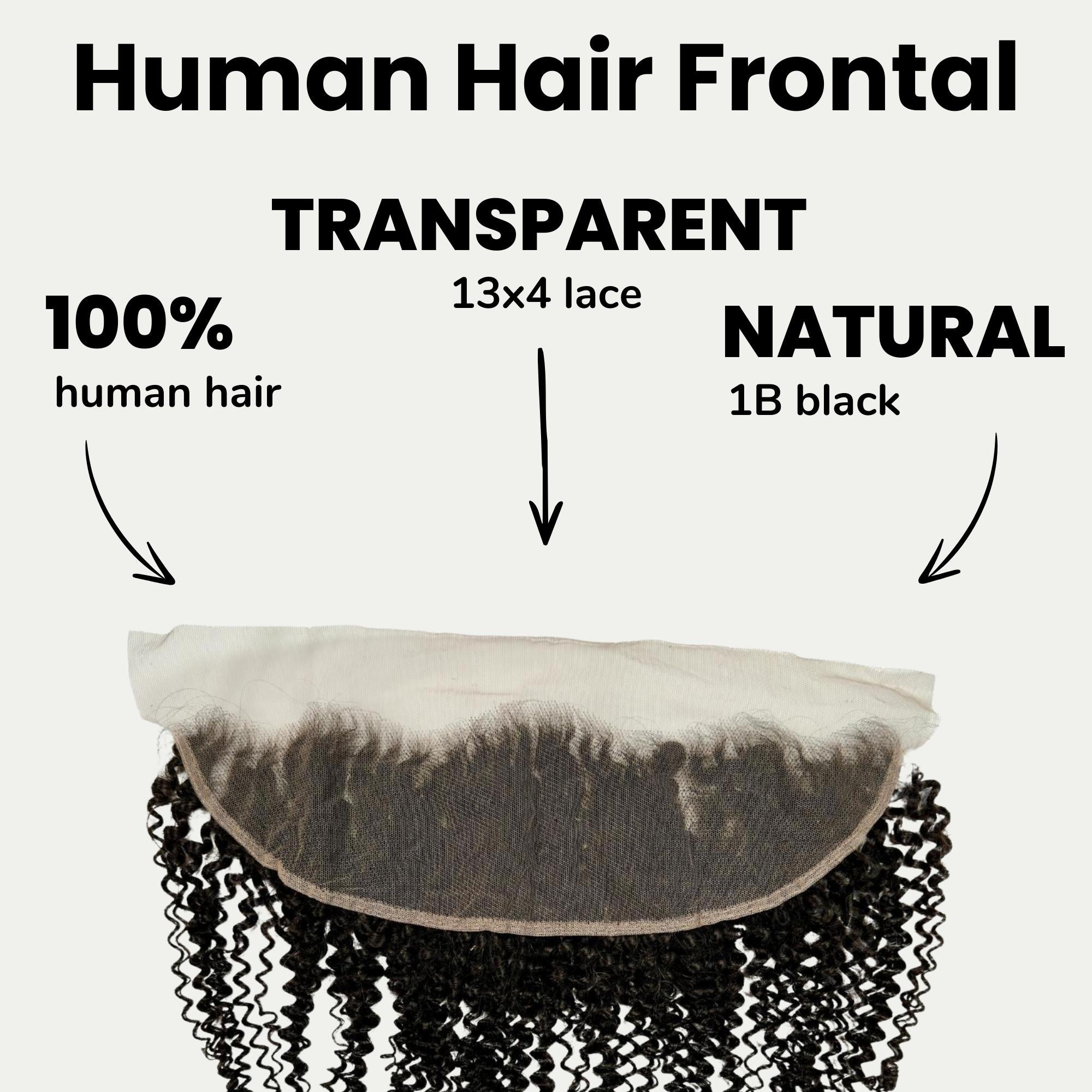Jerry Curl 13x4 Transparent Lace Human Hair Frontal Private Label