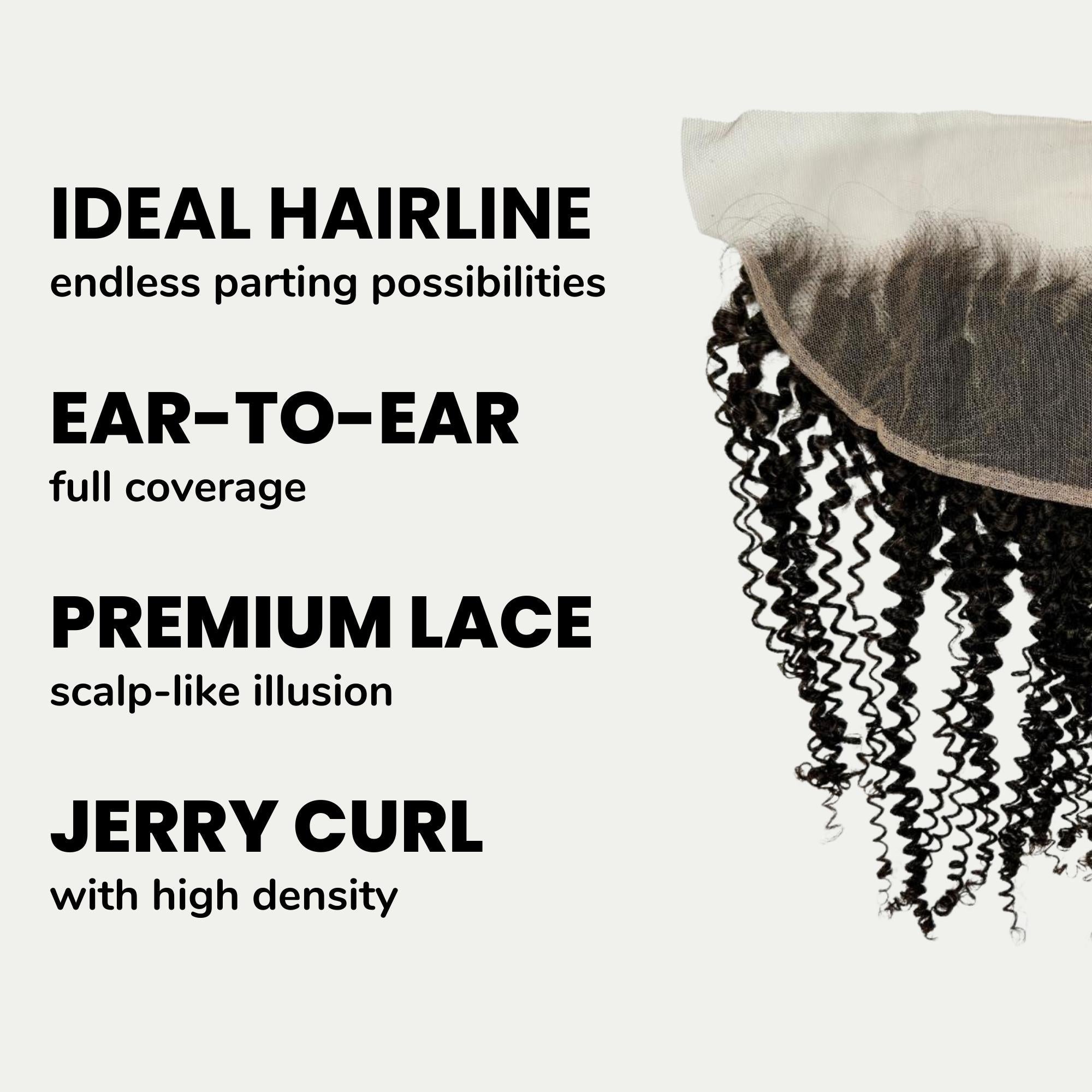 Jerry Curl 13x4 Transparent Lace Human Hair Frontal Private Label