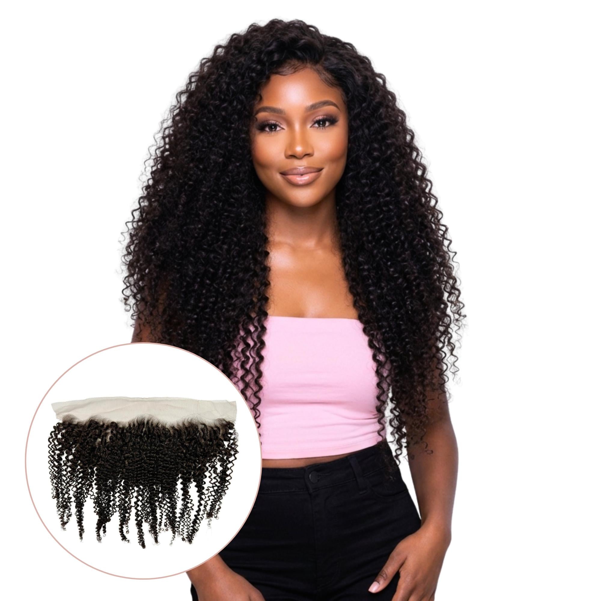 Jerry Curl 13x4 Transparent Lace Human Hair Frontal Private Label