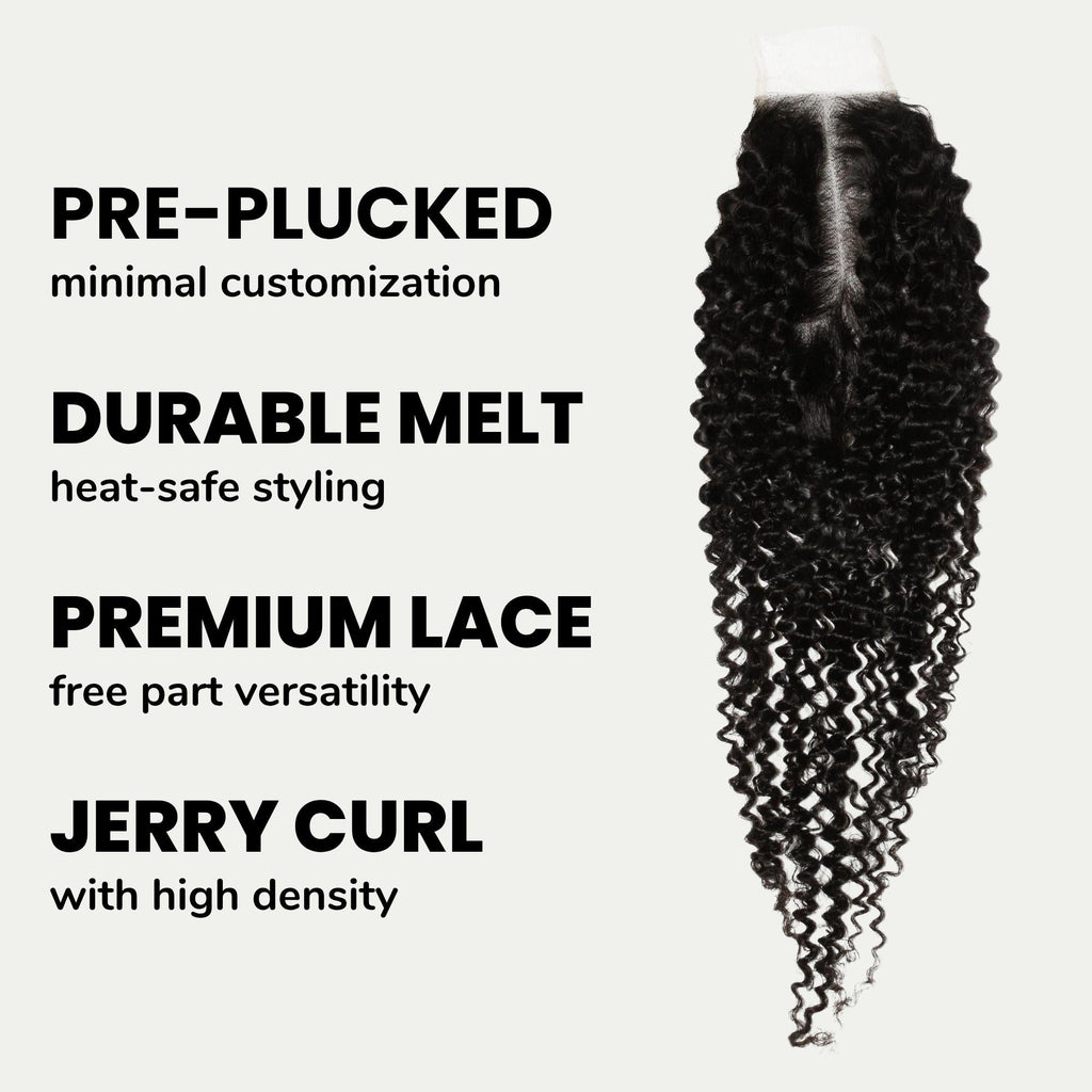 Jerry Curl 2x6 Transparent Lace Human Hair Closure Private Label