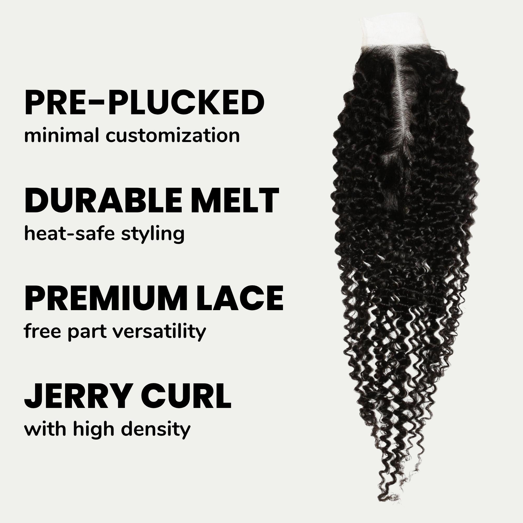 Jerry Curl 2x6 Transparent Lace Human Hair Closure Private Label