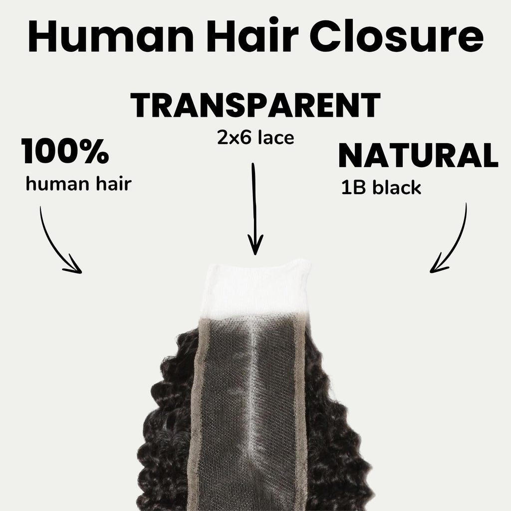Jerry Curl 2x6 Transparent Lace Human Hair Closure Private Label