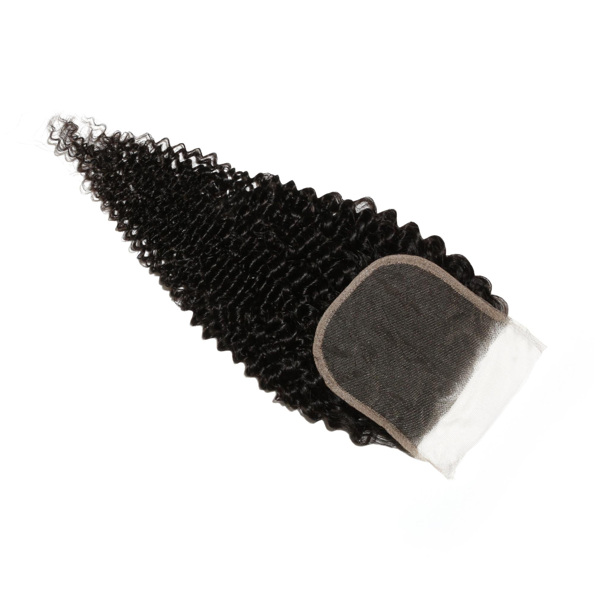 Jerry Curl 4x4 Transparent Lace Human Hair Closure Private Label