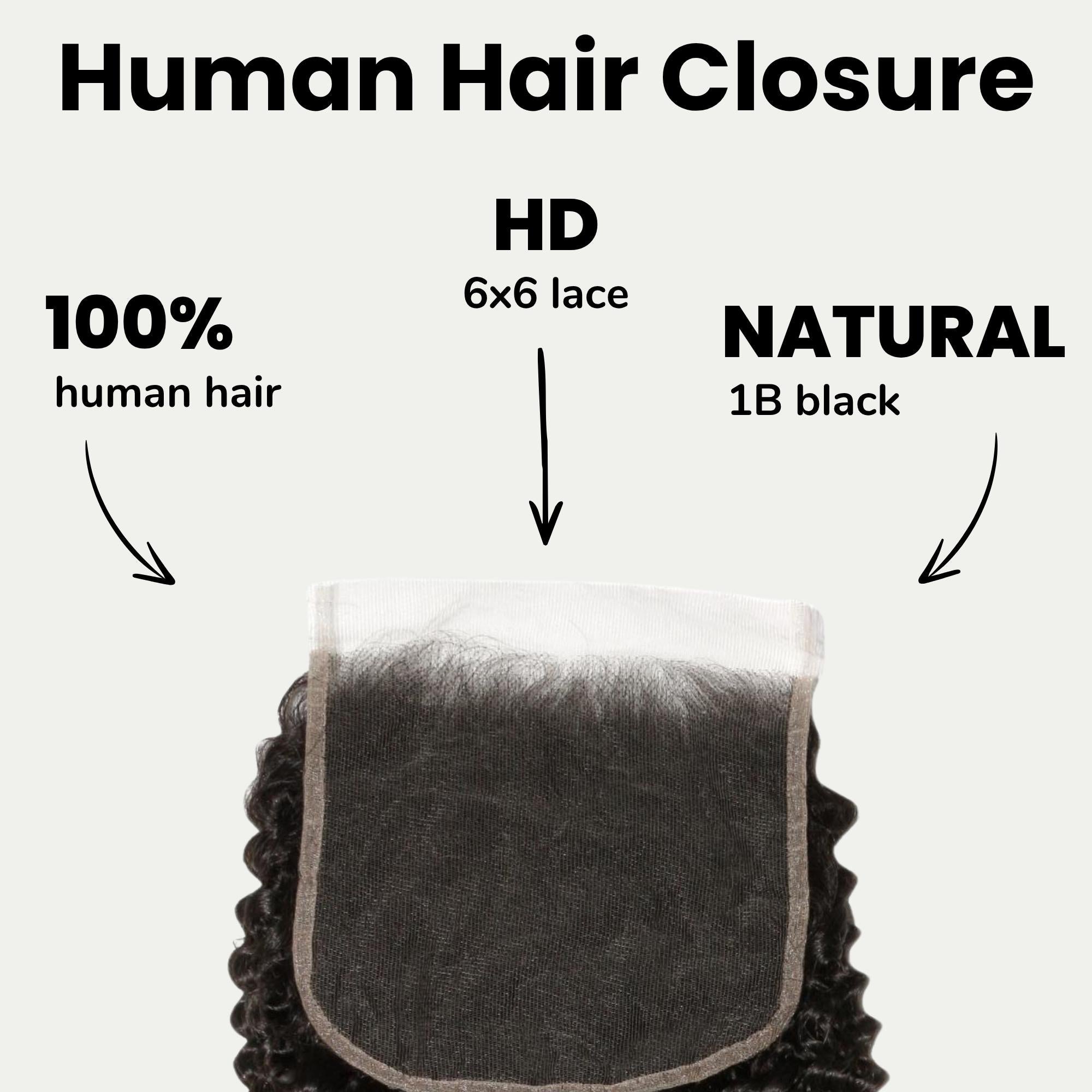 Jerry Curl 6x6 HD Lace Human Hair Closure Private Label