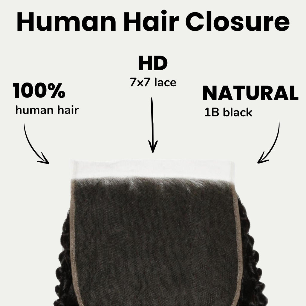 Jerry Curl 7x7 HD Lace Human Hair Closure Private Label