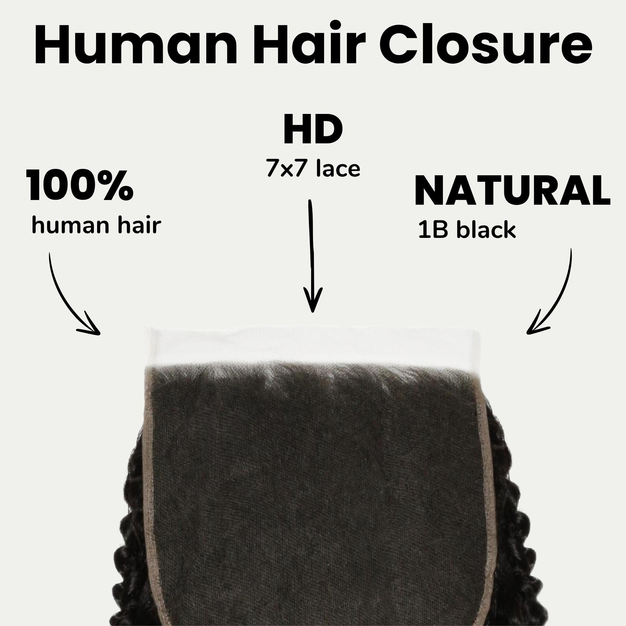 Jerry Curl 7x7 HD Lace Human Hair Closure Private Label