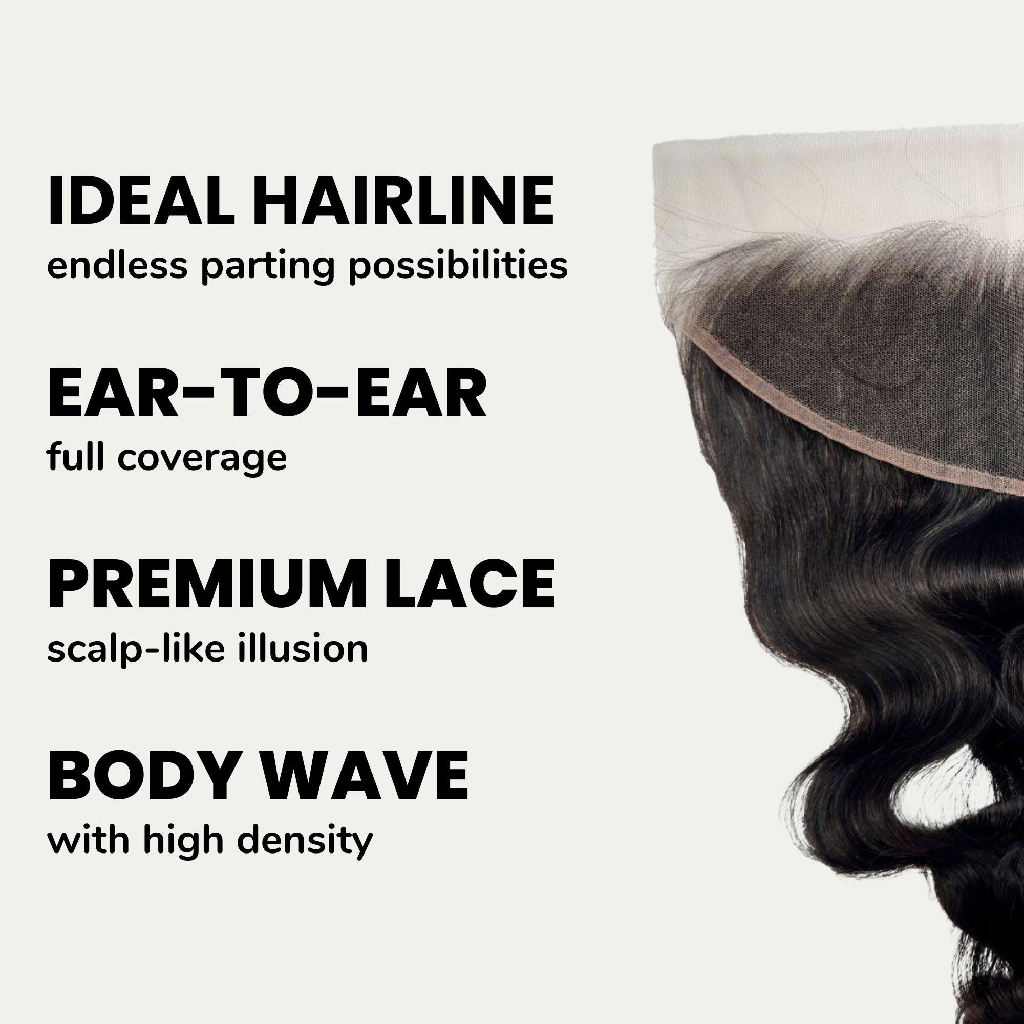 Jet Black Body Wave 13x4 HD Lace Human Hair Frontal Private Label