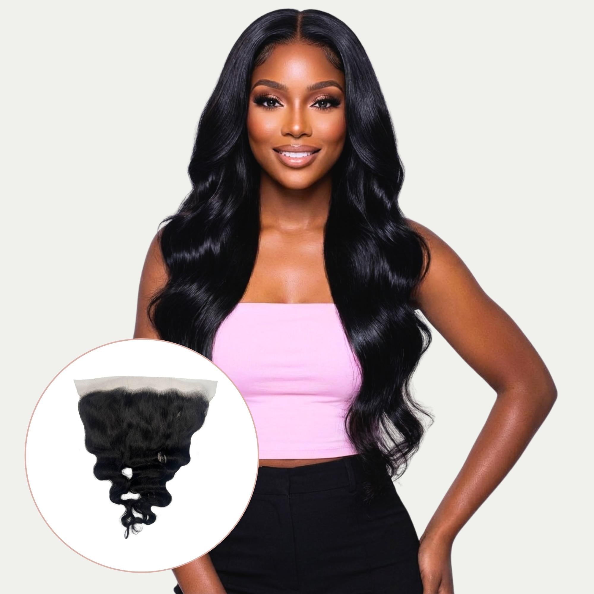 Jet Black Body Wave 13x6 HD Lace Human Hair Frontal Private Label