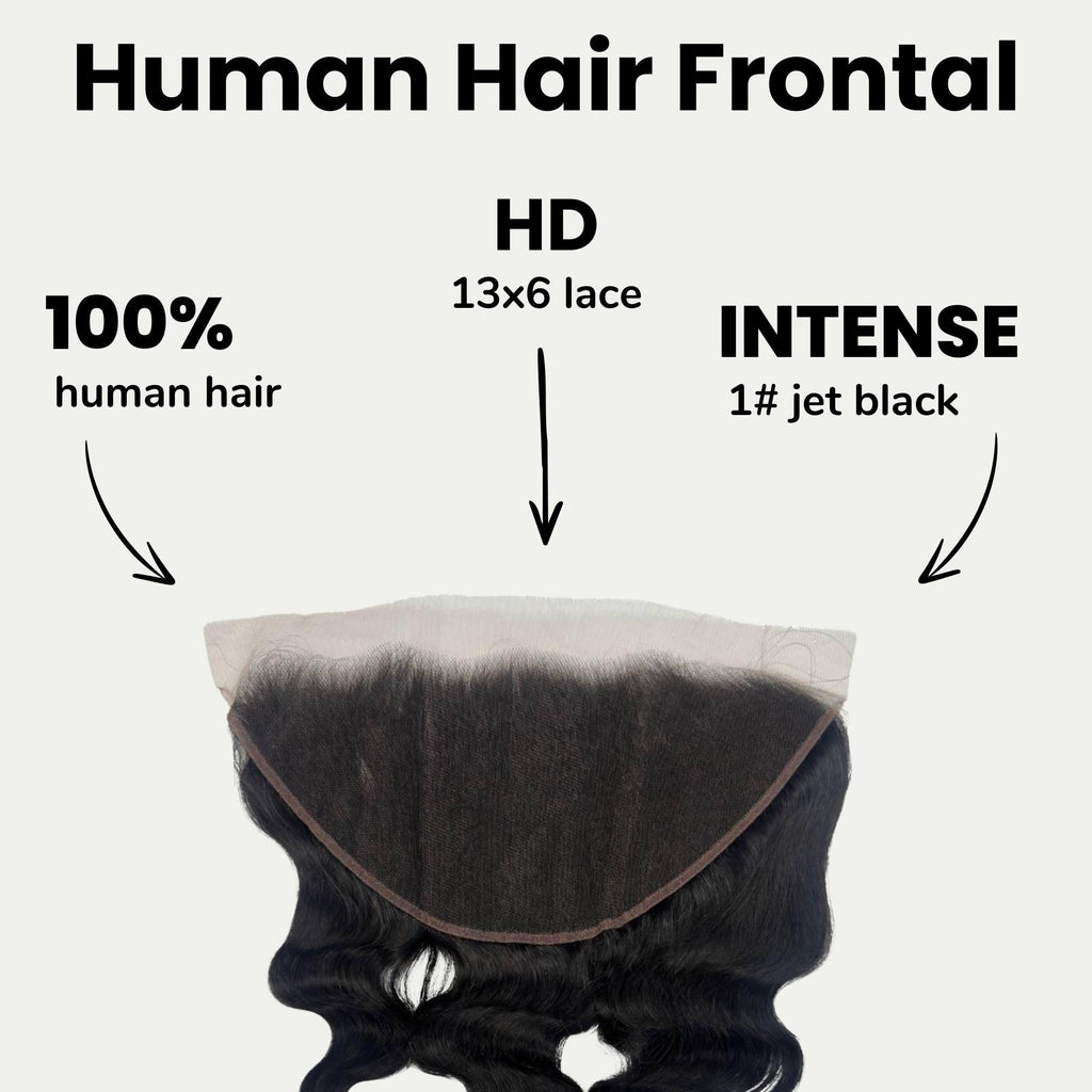 Jet Black Body Wave 13x6 HD Lace Human Hair Frontal Private Label