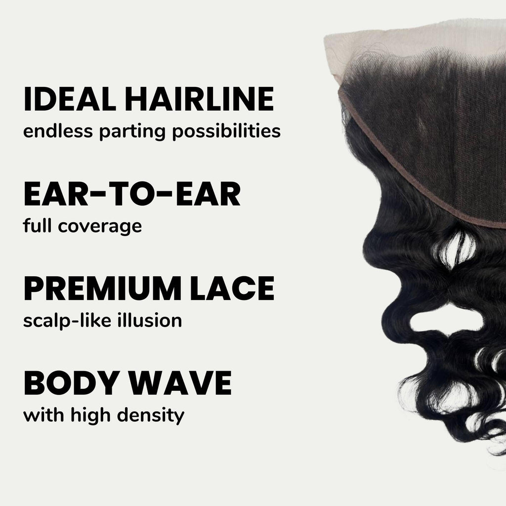 Jet Black Body Wave 13x6 HD Lace Human Hair Frontal Private Label