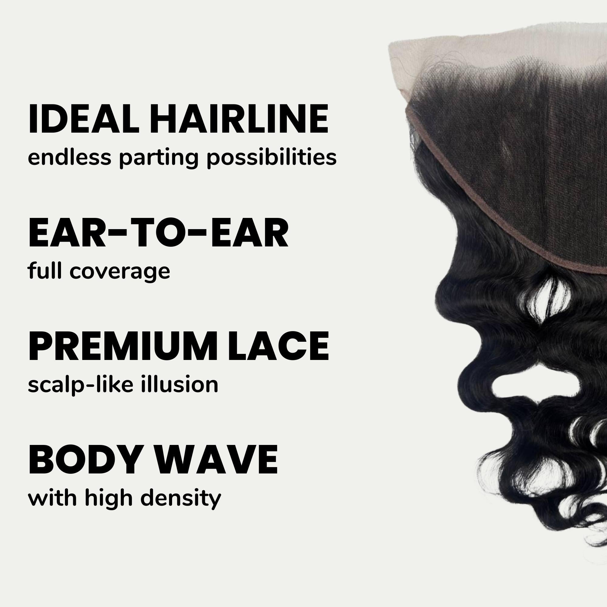 Jet Black Body Wave 13x6 HD Lace Human Hair Frontal Private Label