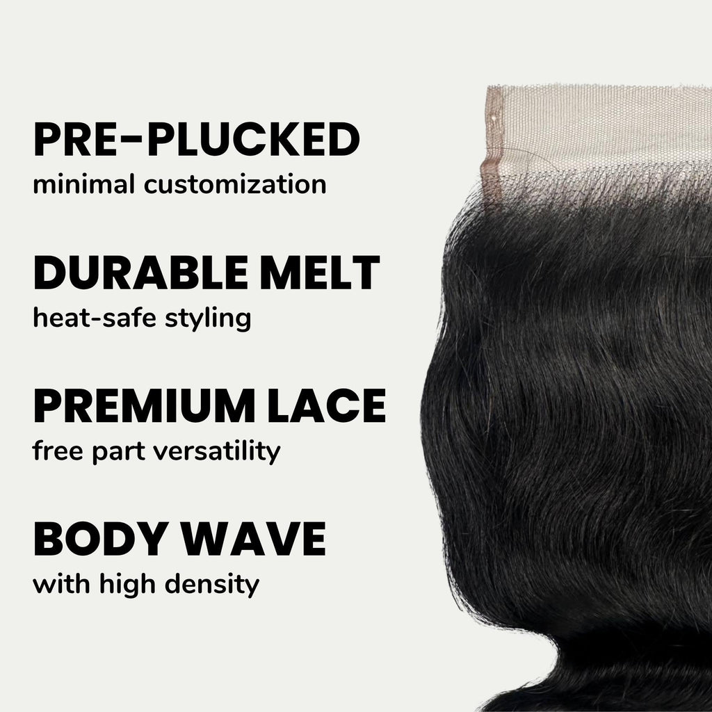 Jet Black Body Wave 4x4 HD Lace Human Hair Closure Private Label