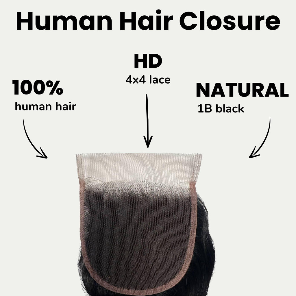Jet Black Body Wave 4x4 HD Lace Human Hair Closure Private Label