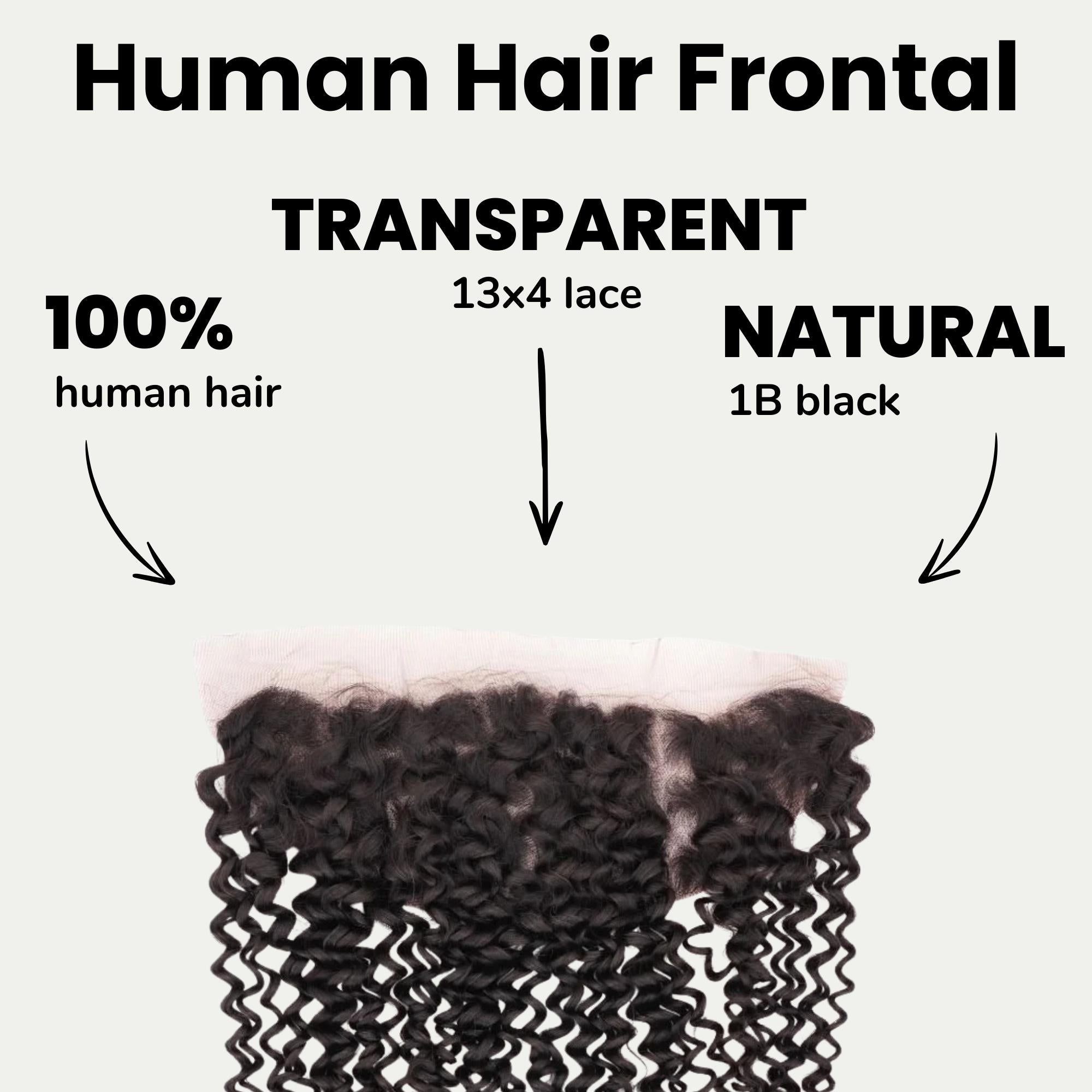 Kinky Curly 13x4 Transparent Lace Human Hair Frontal Private Label