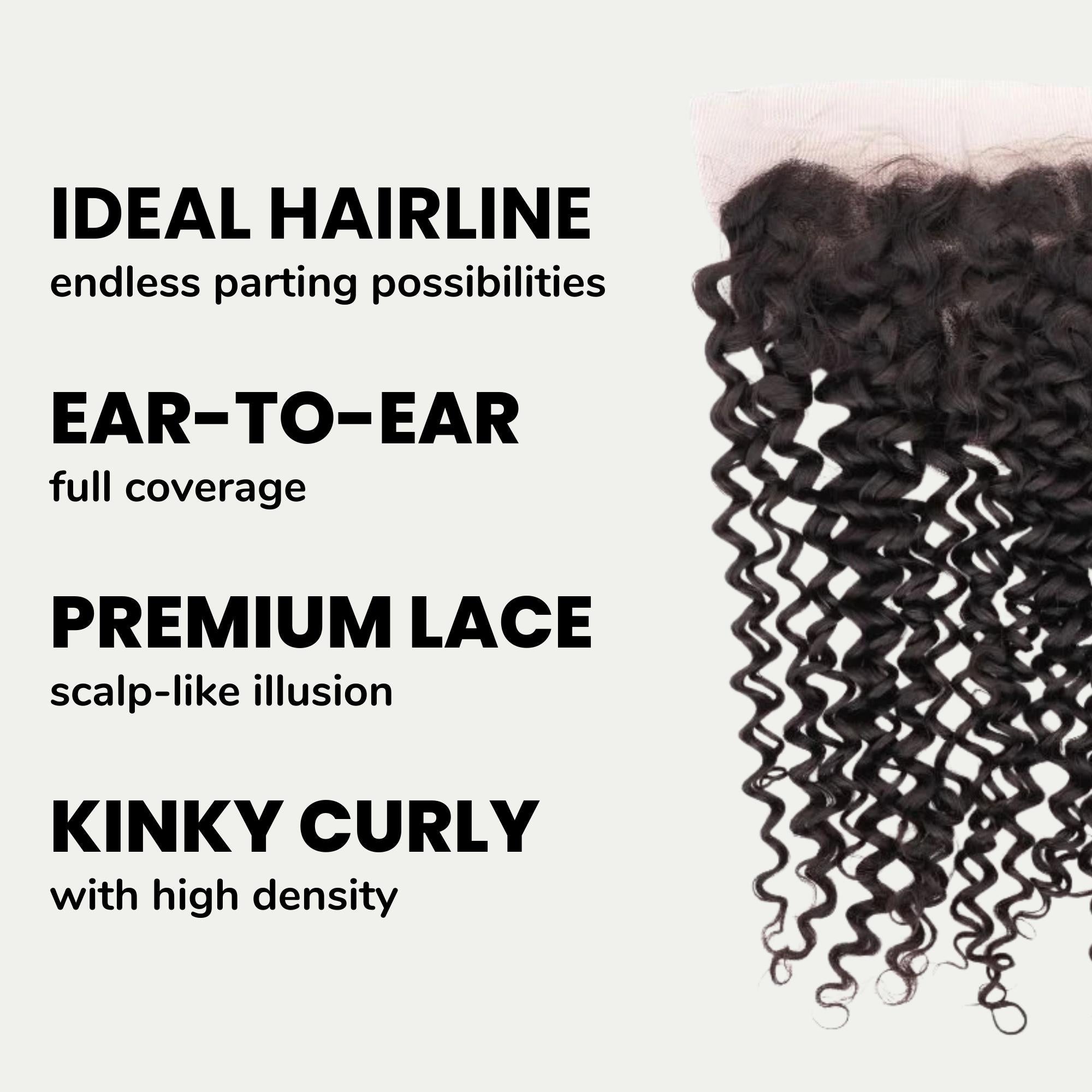 Kinky Curly 13x4 Transparent Lace Human Hair Frontal Private Label