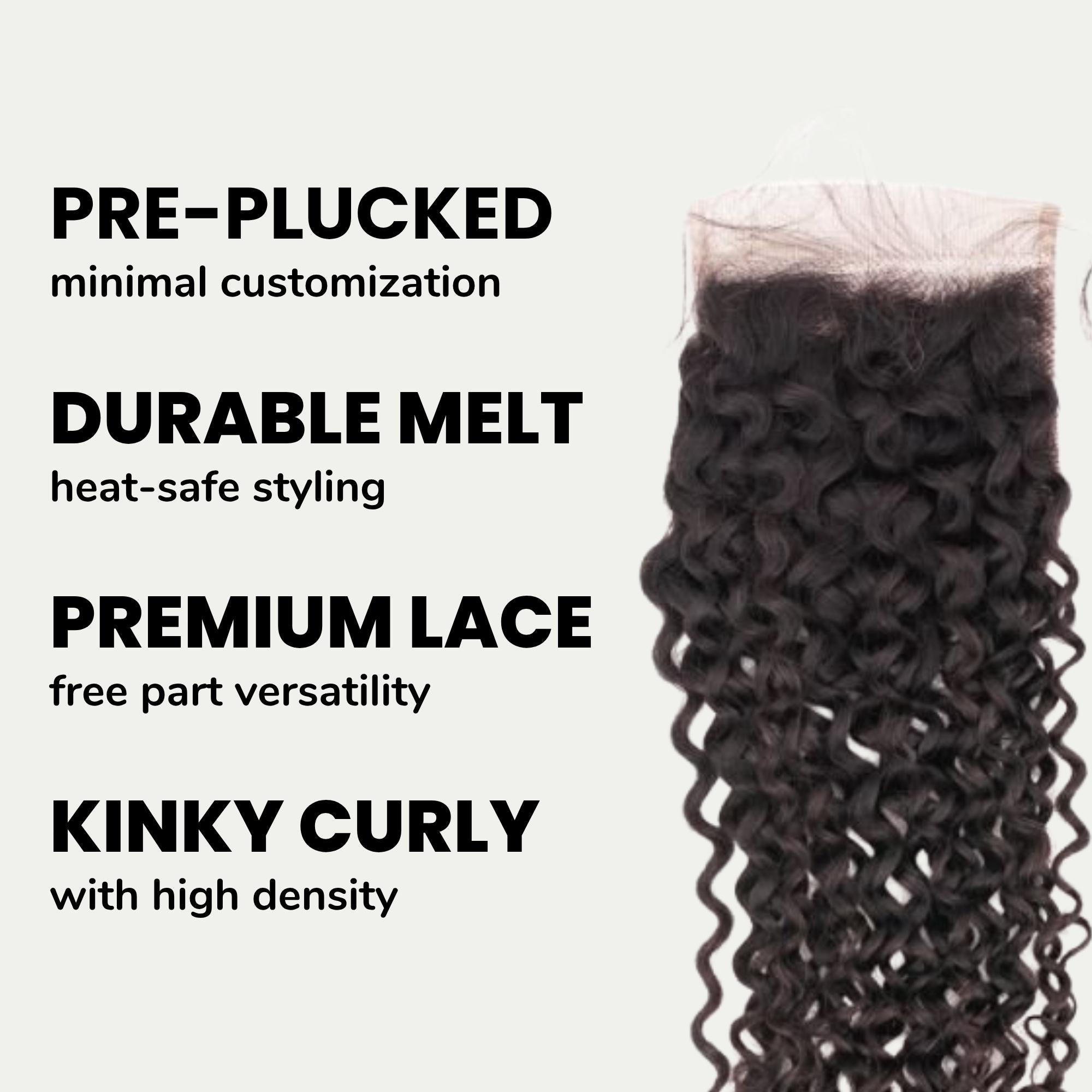 Kinky Curly 4x4 Transparent Lace Human Hair Closure Private Label
