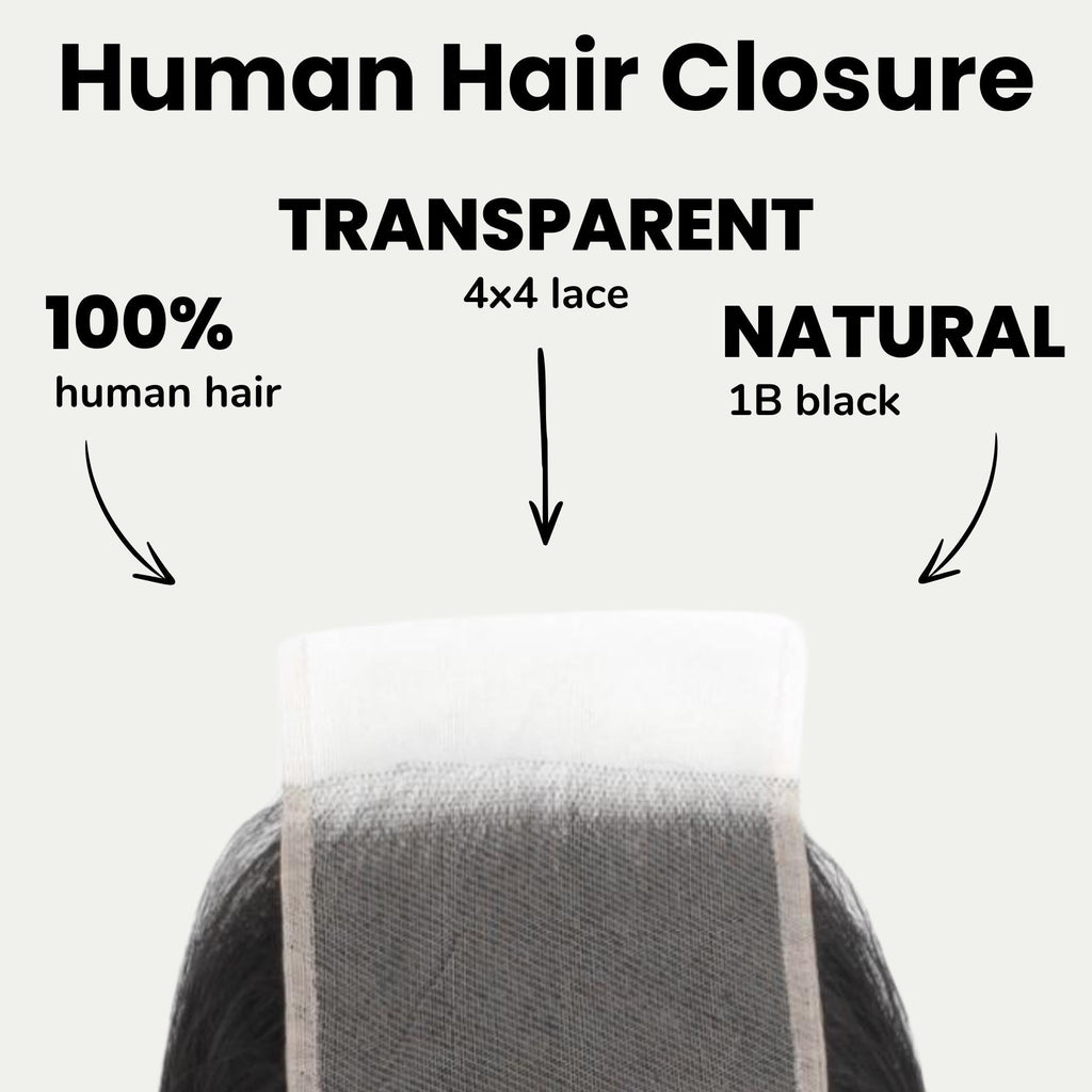 Kinky Curly 4x4 Transparent Lace Human Hair Closure Private Label