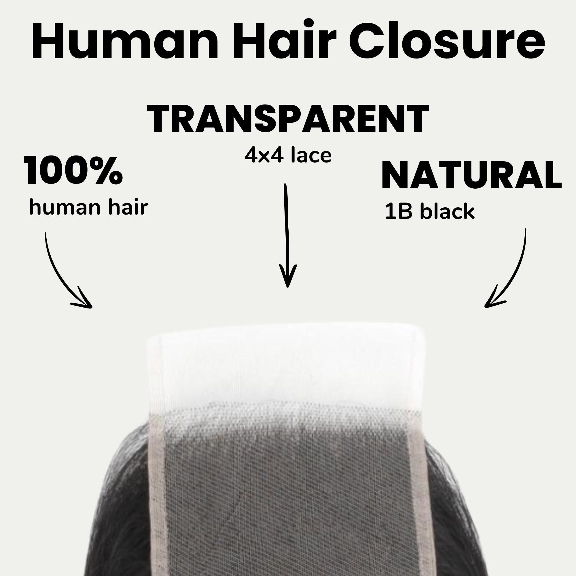 Kinky Curly 4x4 Transparent Lace Human Hair Closure Private Label