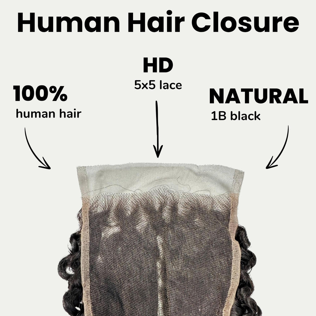 Kinky Curly 5x5 HD Lace Human Hair Closure Private Label