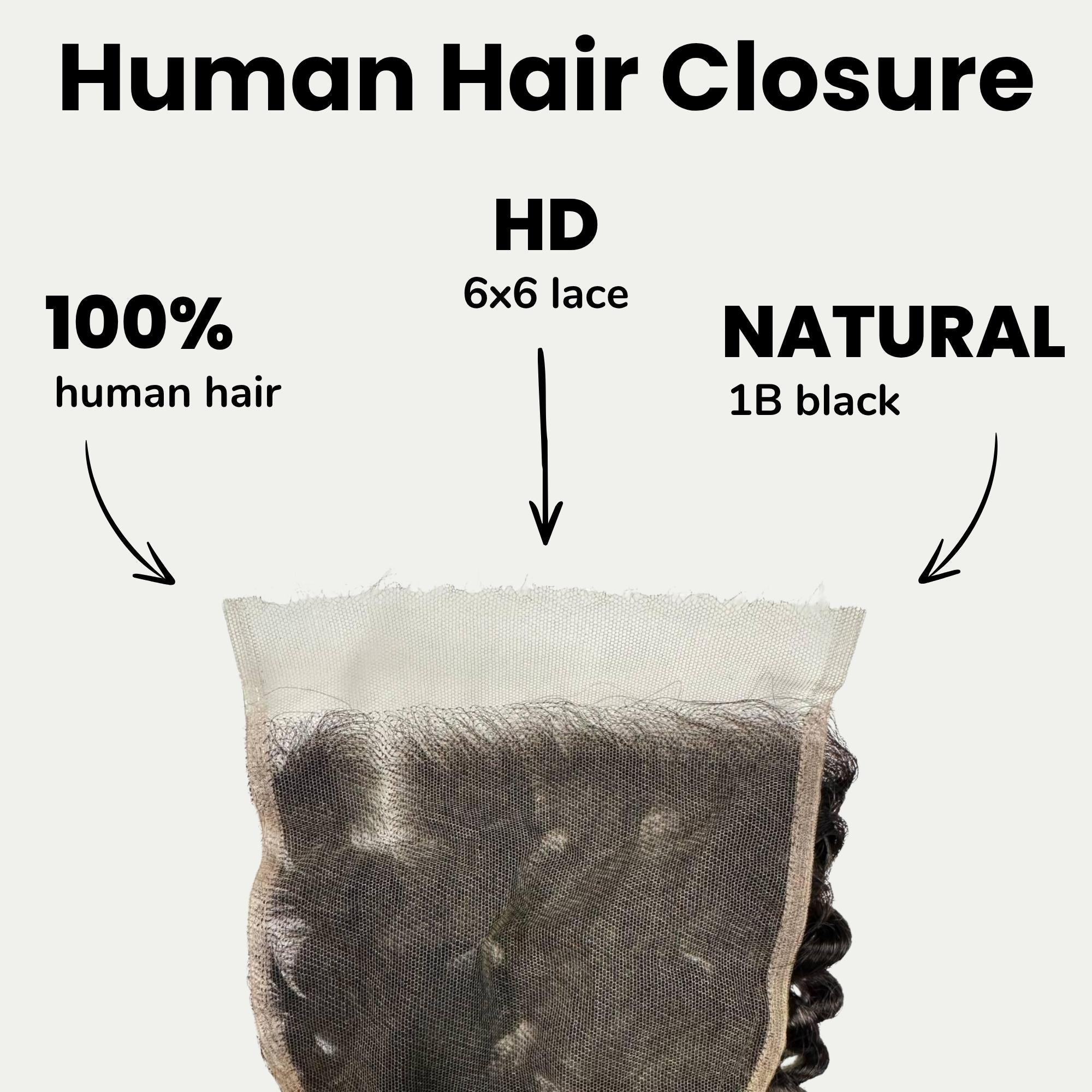 Kinky Curly 6x6 HD Lace Human Hair Closure Private Label
