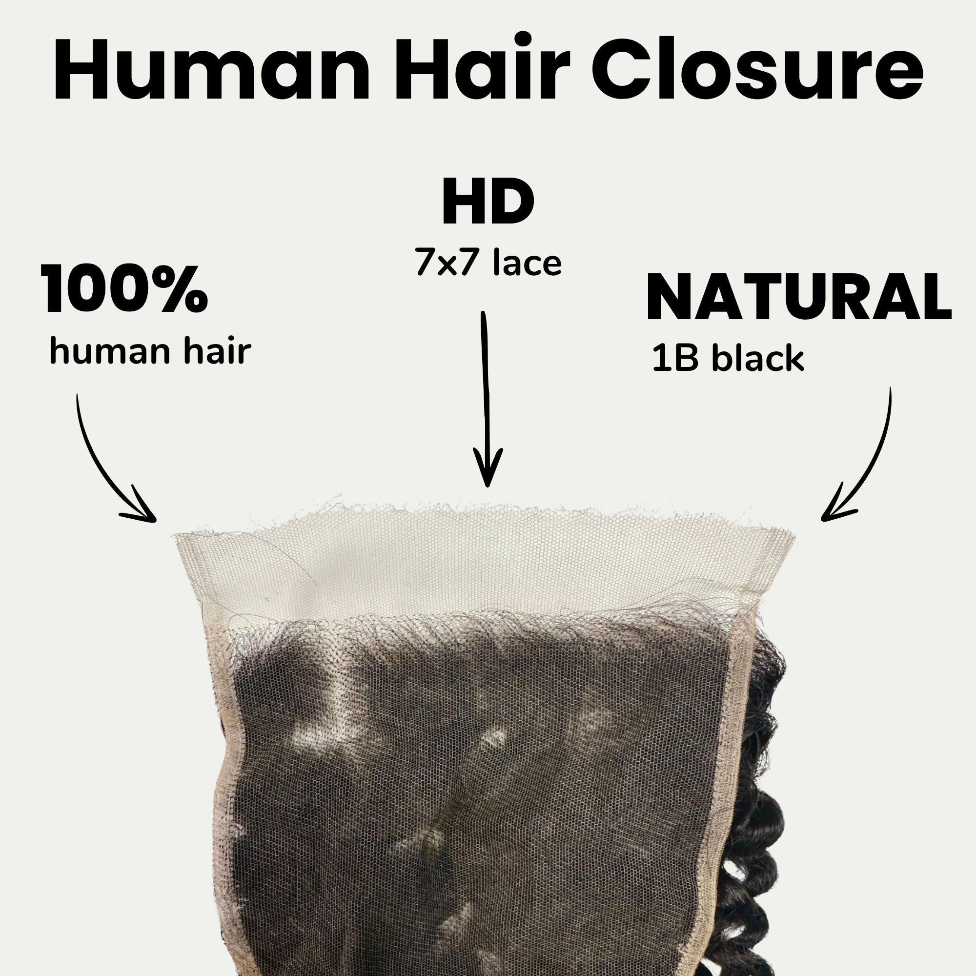 Kinky Curly 7x7 HD Lace Human Hair Closure Private Label