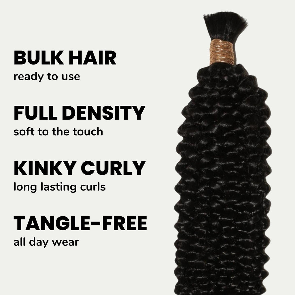 Kinky Curly Bulk 100% Human Braiding Hair Private Label