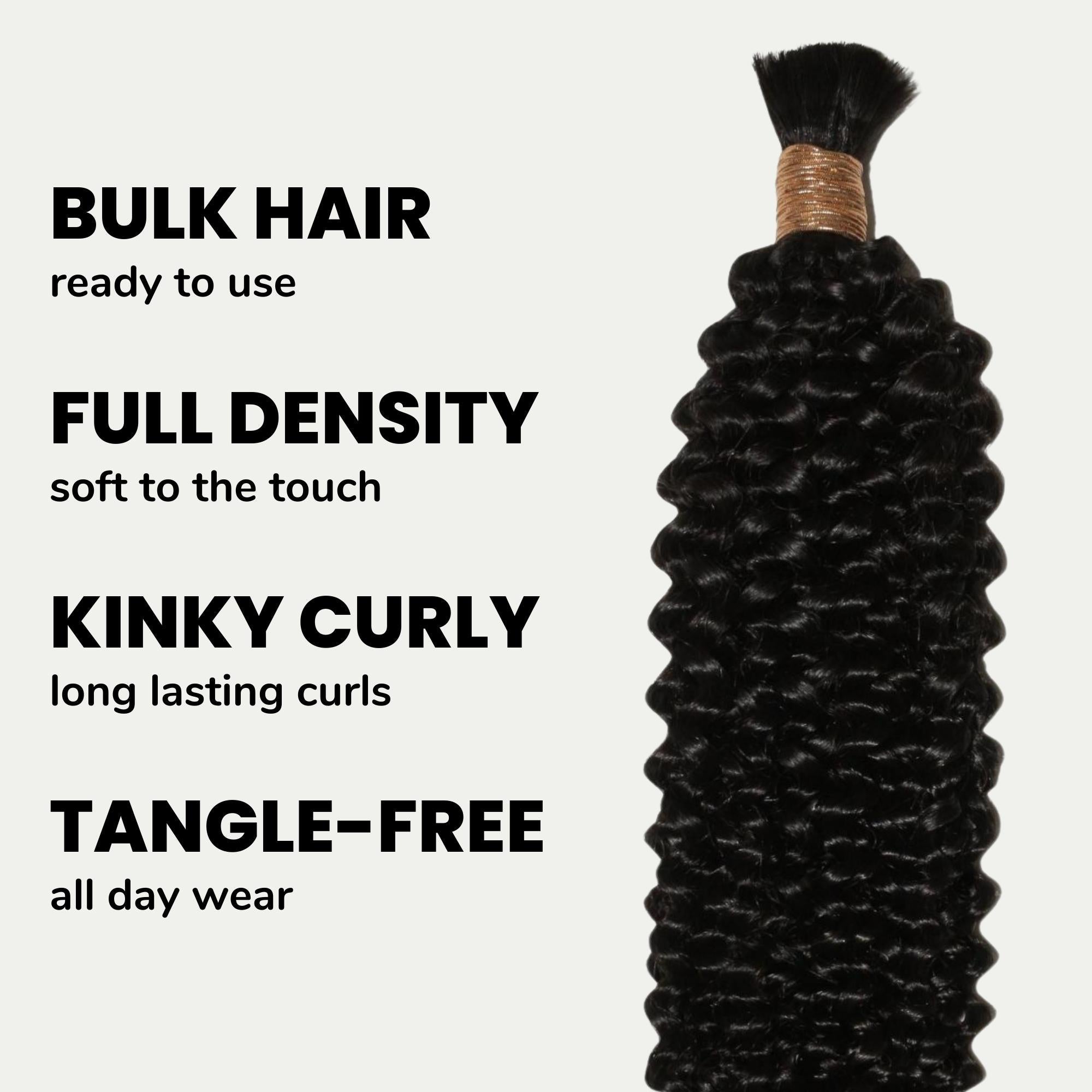 Kinky Curly Bulk 100% Human Braiding Hair Private Label