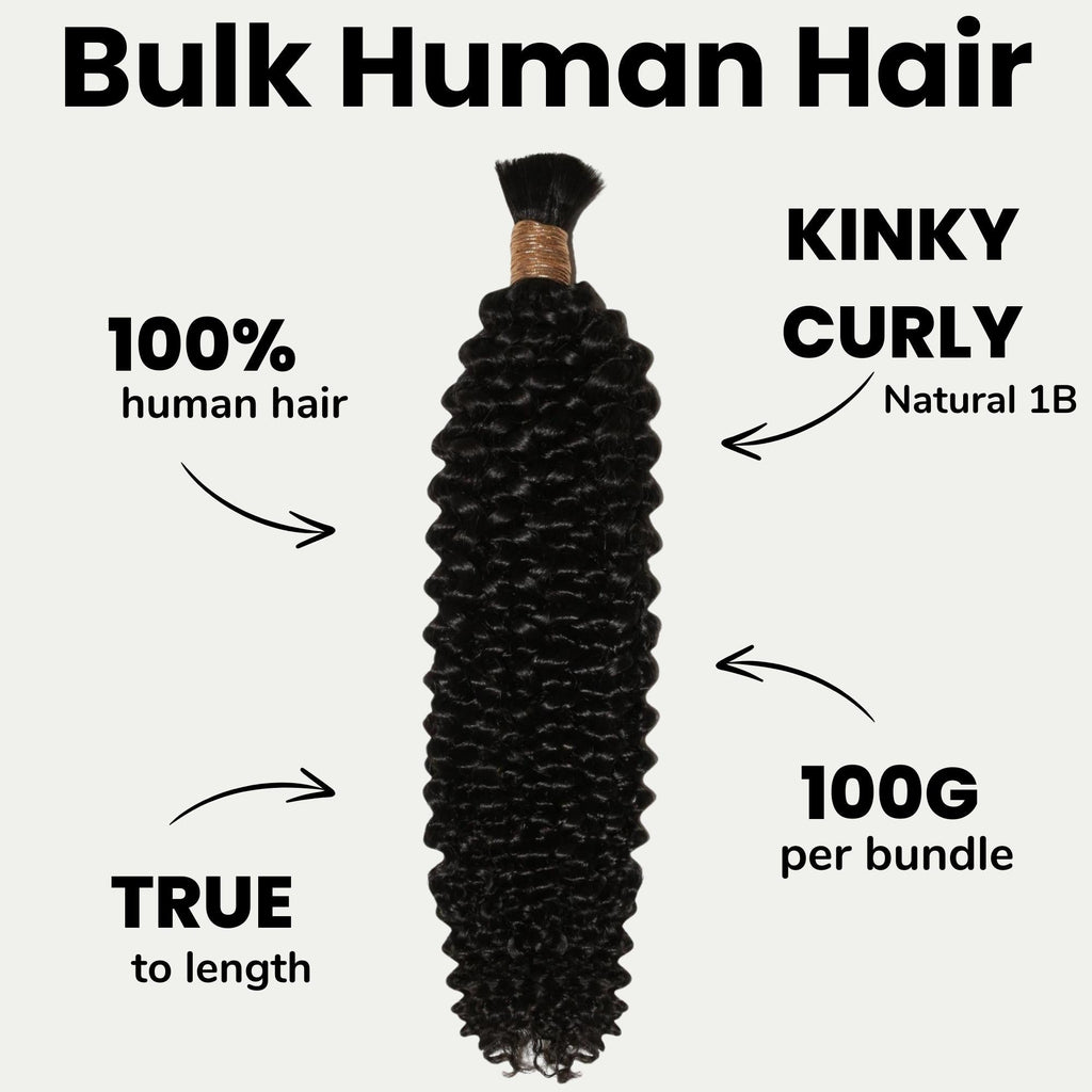 Kinky Curly Bulk 100% Human Braiding Hair Private Label