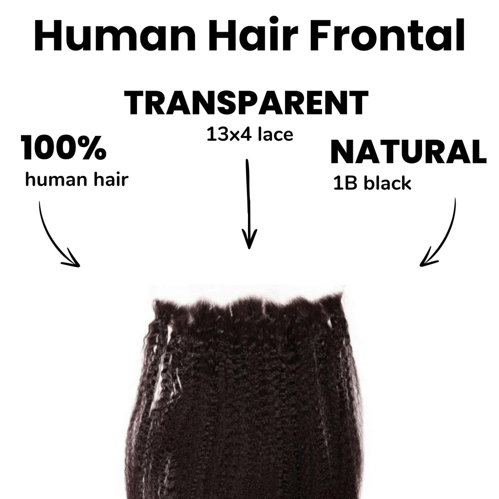 Kinky Straight 13x4 Transparent Lace Human Hair Frontal Private Label