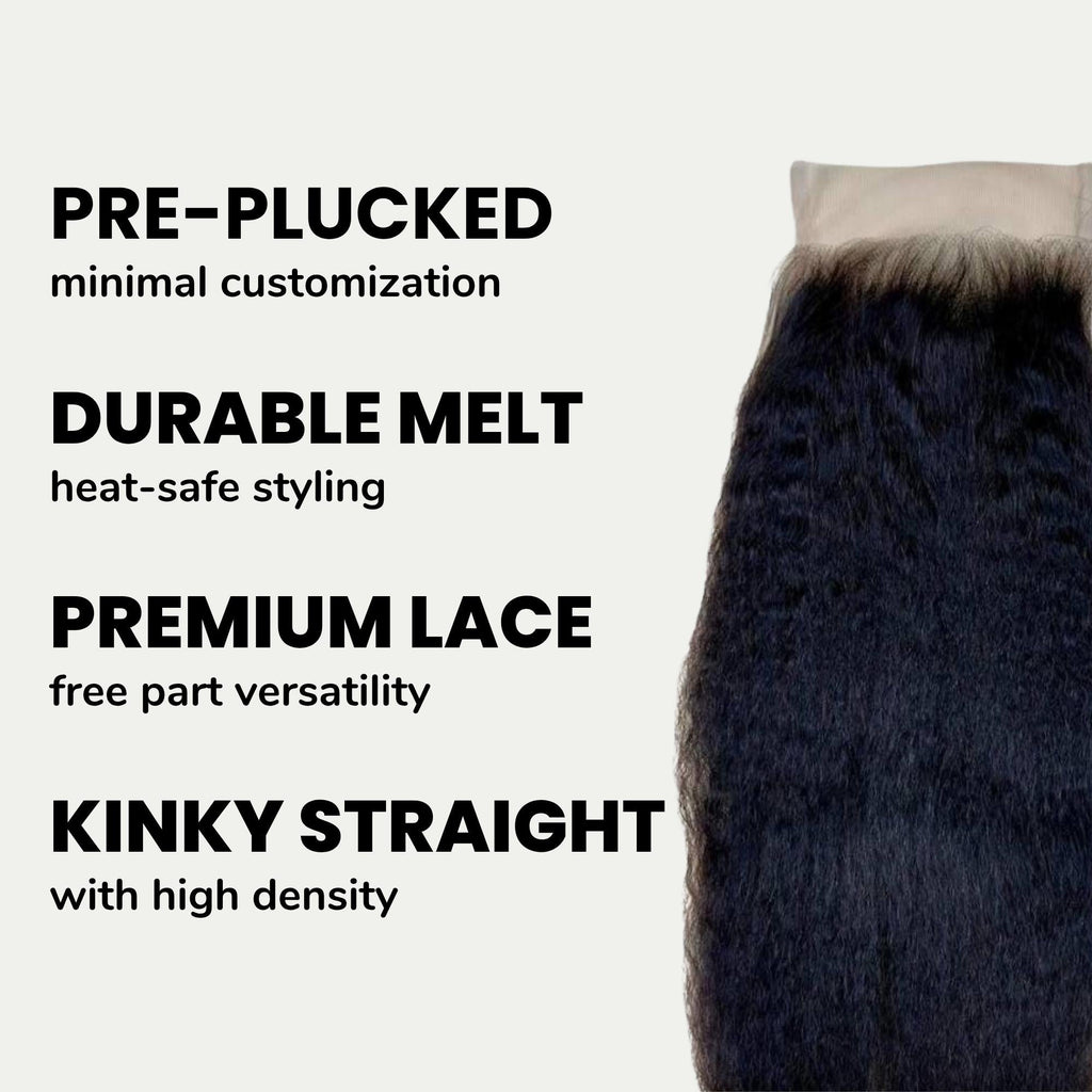 Kinky Straight 4x4 Transparent Lace Human Hair Closure Private Label