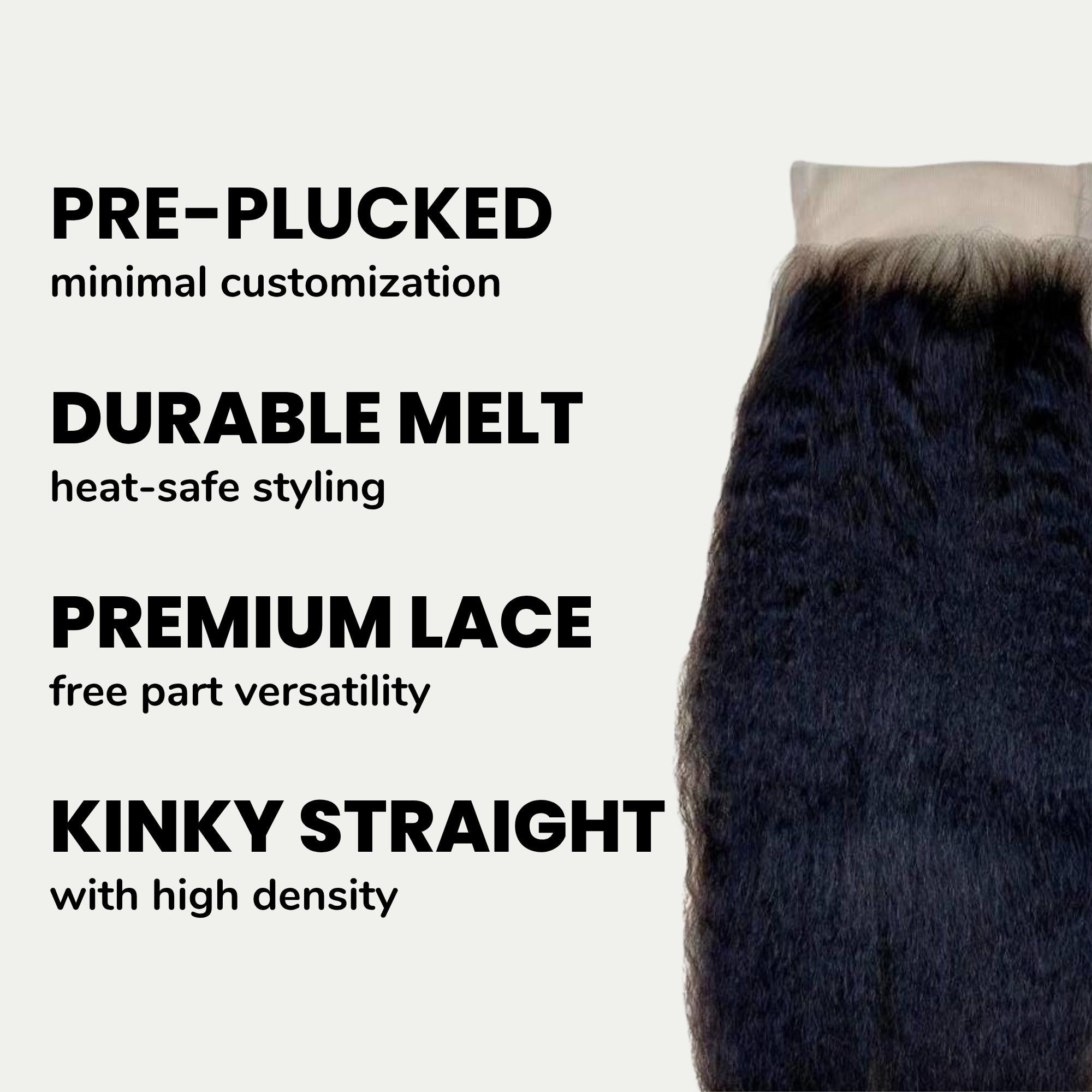 Kinky Straight 4x4 Transparent Lace Human Hair Closure Private Label