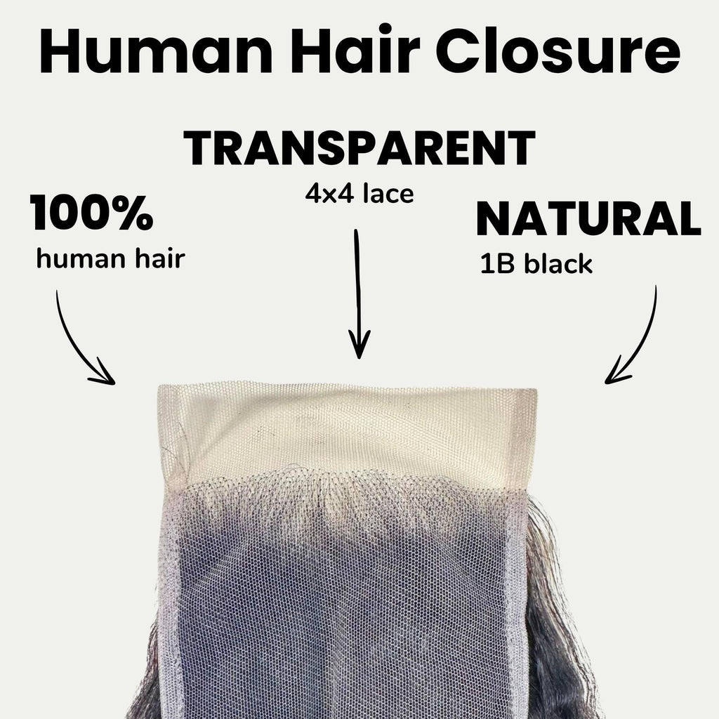 Kinky Straight 4x4 Transparent Lace Human Hair Closure Private Label