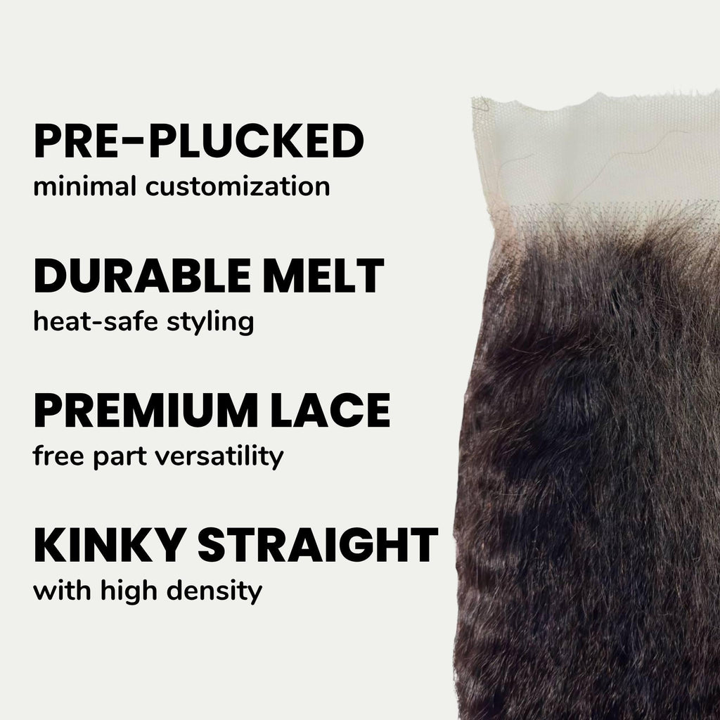 Kinky Straight 6x6 HD Lace Human Hair Closure Private Label