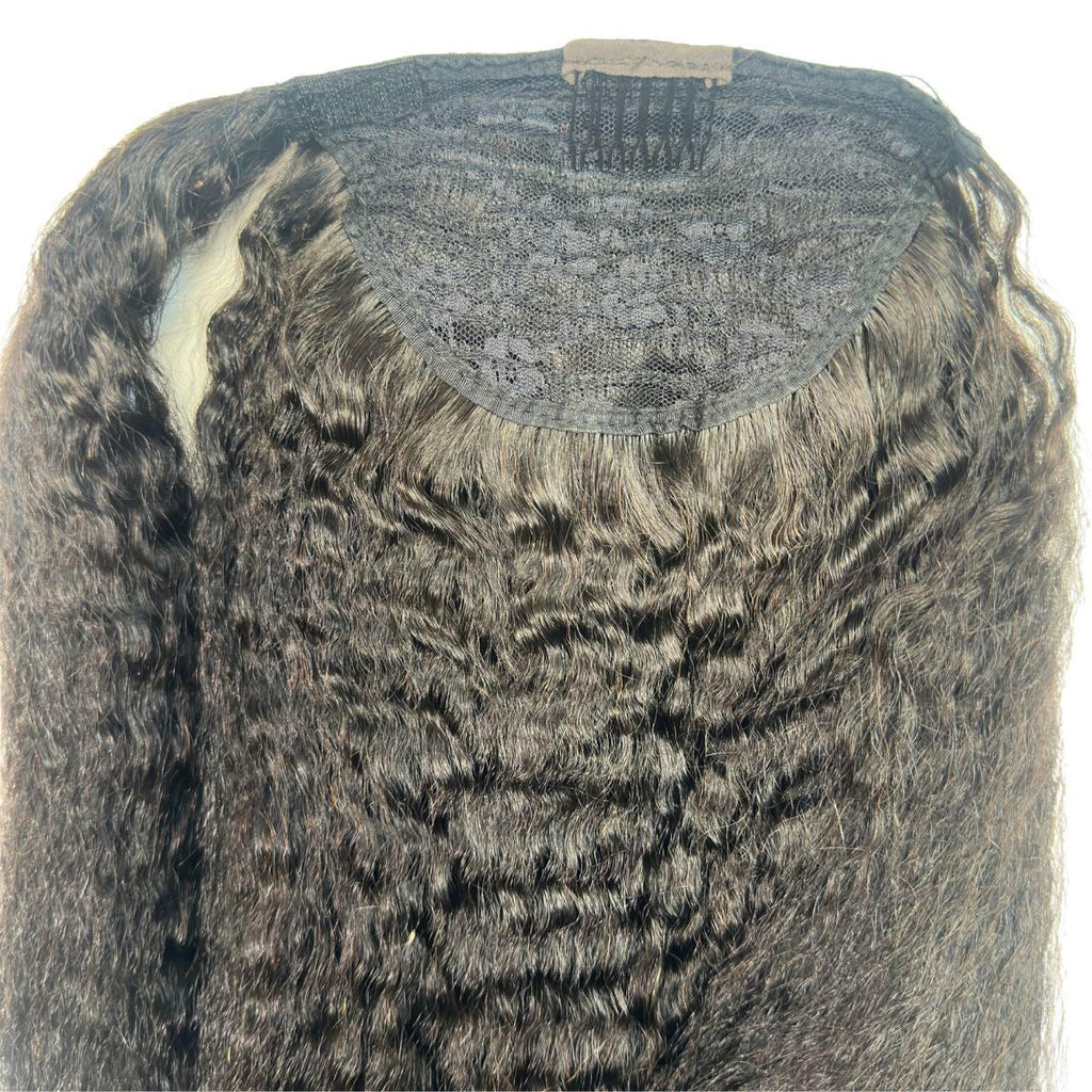 Kinky Straight 100% Human Hair Ponytail Extension Private Label