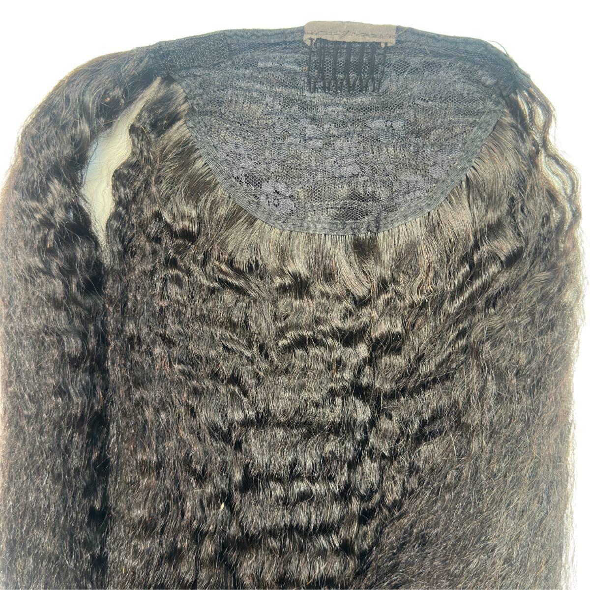 Kinky Straight 100% Human Hair Ponytail Extension Private Label