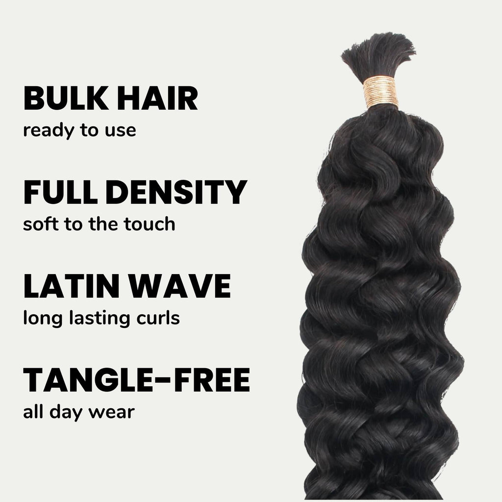Latin Wave Bulk 100% Human Braiding Hair Private Label