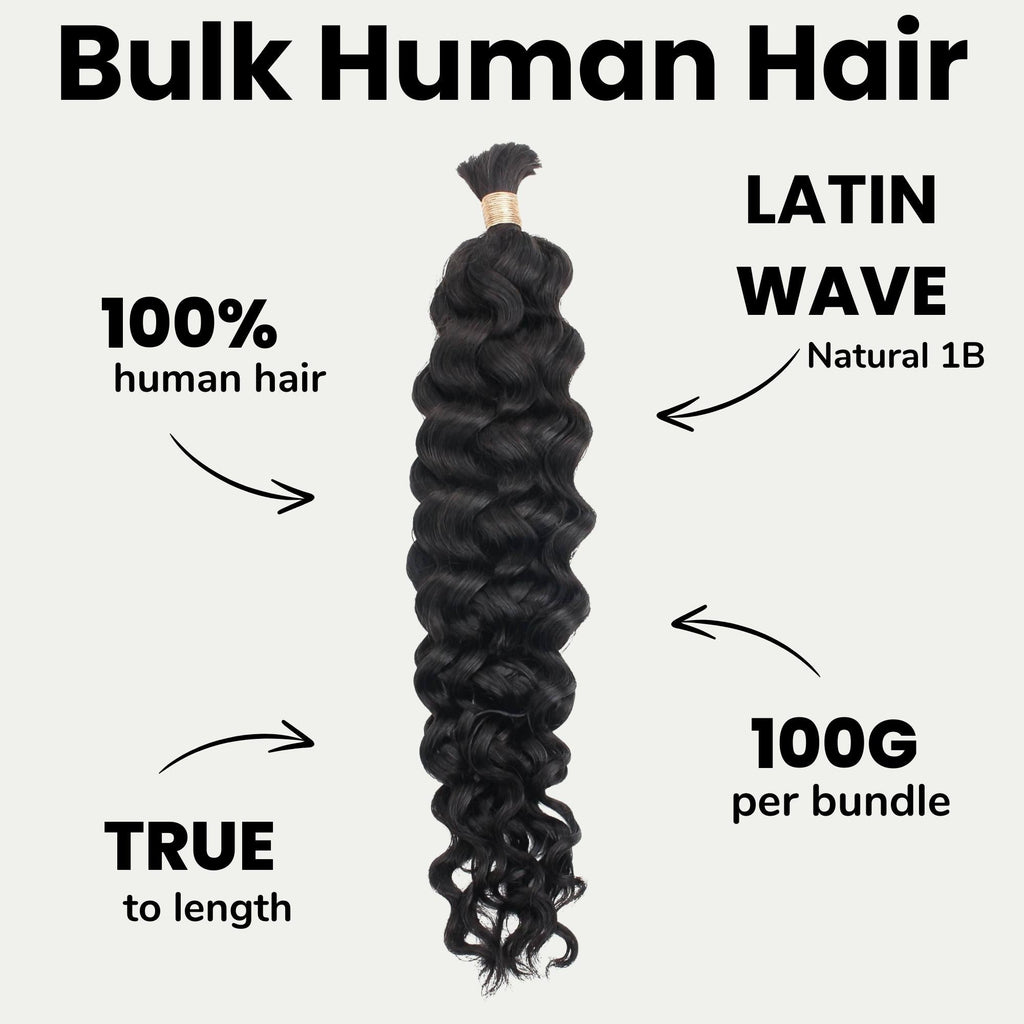 Latin Wave Bulk 100% Human Braiding Hair Private Label