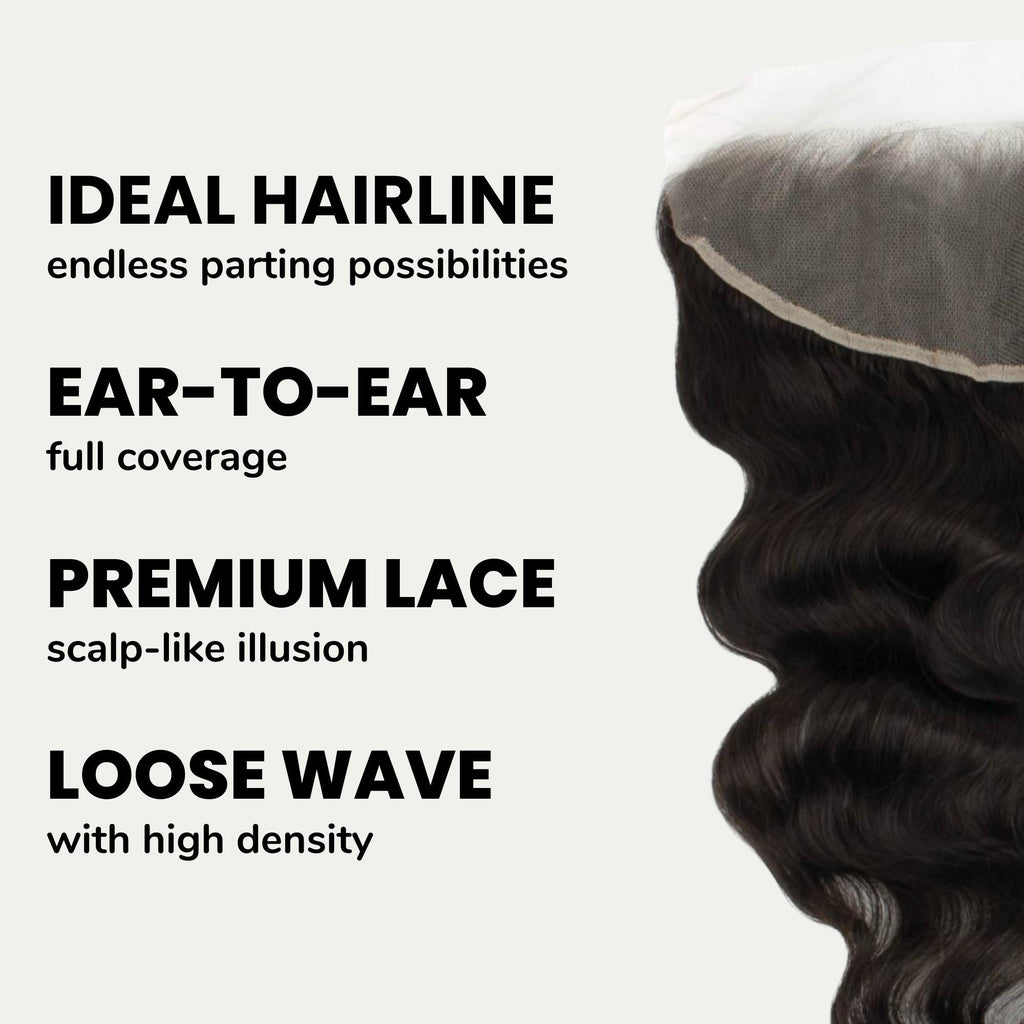 Loose Wave 13x4 Transparent Lace Human Hair Frontal Private Label